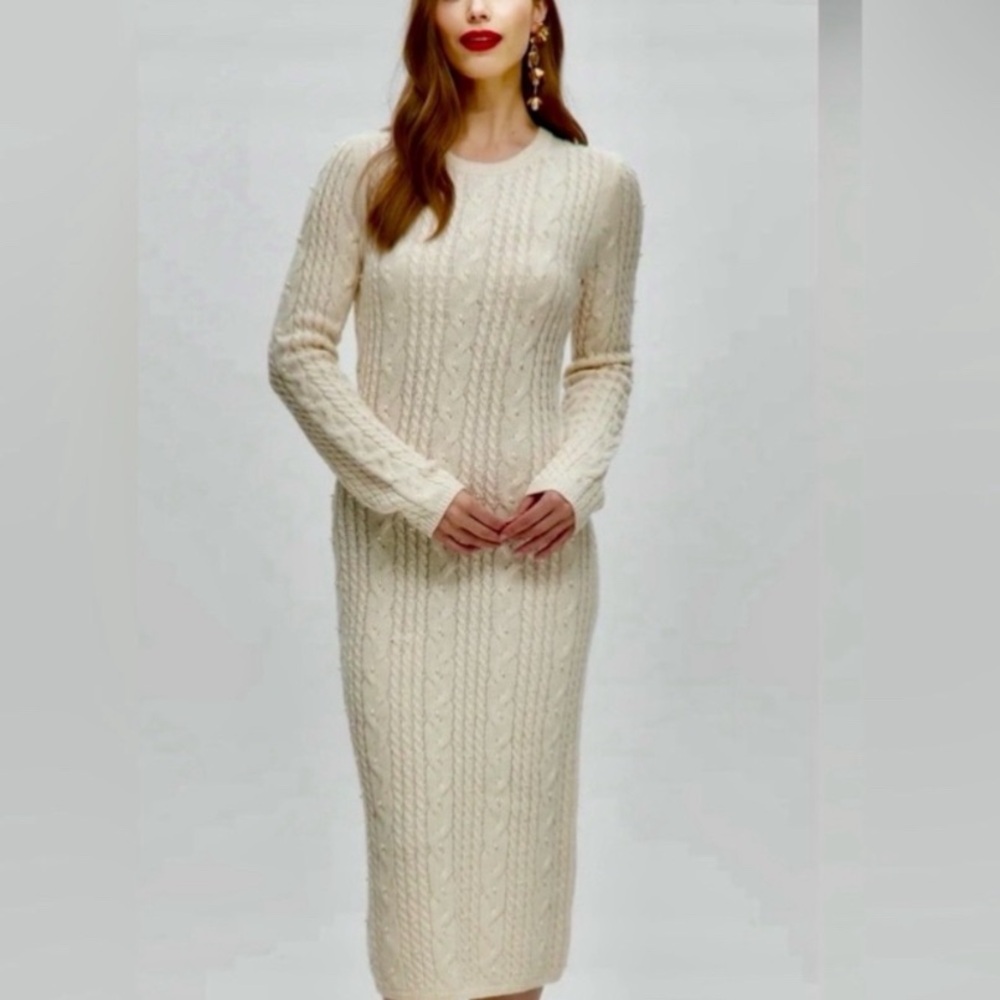 House of Harlow 1960 X Revolve Cable Knit Pearl Midi Dress XS holiday party - Picture 2 of 5